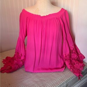 Chic Fuchsia Off-Shoulder Blouse